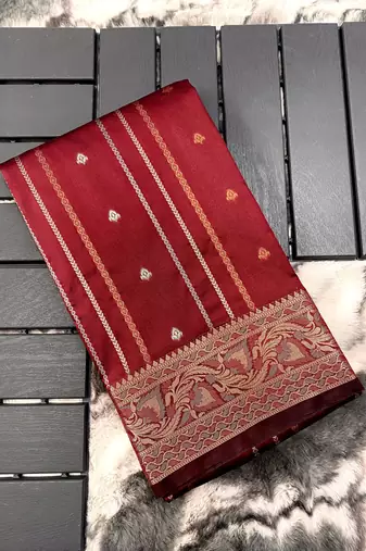 Brown Nidhi Banarsi style copper zari silk bland border & Rich Pallu Saree with Blouse