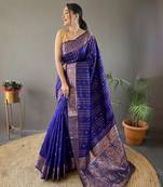 Violet Nidhi Banarsi style copper zari silk bland border & Rich Pallu Saree with Blouse