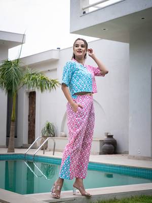  pink and blue crop top and trouser co ord set 2