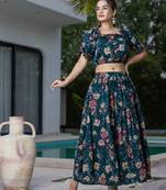  cotton green skirt co-ord set