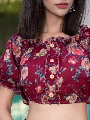  cotton maroon skirt co-ord set 4