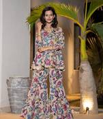  multi cotton peplum sharara co-ord set