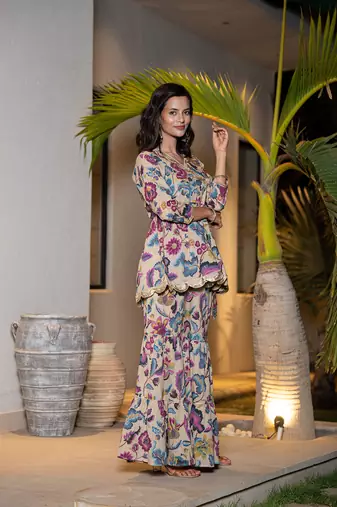  multi cotton peplum sharara co-ord set