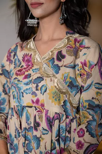  multi cotton peplum sharara co-ord set
