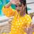 Yufta yellow polka dot print top and trouser co ord set
