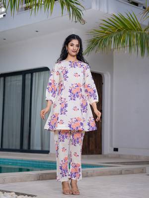  peach polka dot print top and trouser co ord set 1