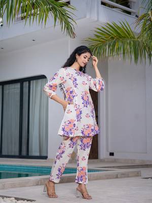  peach polka dot print top and trouser co ord set 5