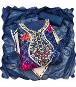 Handcrafted glamorous blue colour organza salwar kameez for graceful festive looks in girlish style