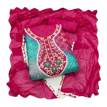 Handcrafted glamorous maroon colour organza salwar kameez for graceful festive looks in girlish style 1