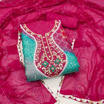 Handcrafted glamorous maroon colour organza salwar kameez for graceful festive looks in girlish style 3