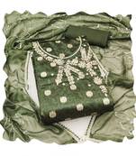 Handcrafted glamorous green colour art silk salwar kameez for graceful woven designers looks in party style