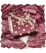 Handcrafted glamorous wine colour art silk salwar kameez for graceful woven designers looks in party style