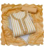 Handcrafted glamorous orange colour cotton salwar kameez for graceful graceful party looks in trendy style