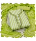 Handcrafted glamorous green colour cotton salwar kameez for graceful graceful party looks in trendy style