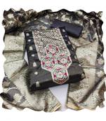 Handcrafted glamorous black colour art silk salwar kameez for graceful graceful party looks in trendy style