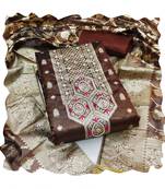 Handcrafted glamorous brown colour art silk salwar kameez for graceful graceful party looks in trendy style