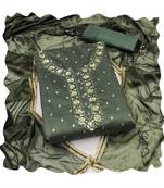 Handcrafted glamorous green colour art silk salwar kameez for graceful graceful party looks in trendy style