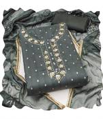 Handcrafted glamorous black colour art silk salwar kameez for graceful graceful party looks in trendy style