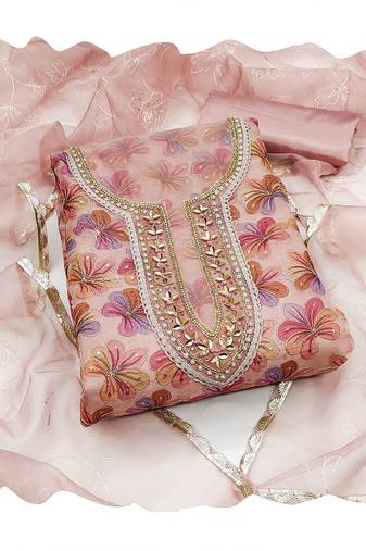 Handcrafted glamorous peach colour organza salwar kameez for graceful floral designer looks in graceful style