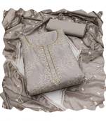 Handcrafted glamorous grey colour art silk salwar kameez for graceful classy embroidered looks in wedding style