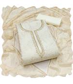 Handcrafted glamorous beige colour art silk salwar kameez for graceful classy embroidered looks in wedding style