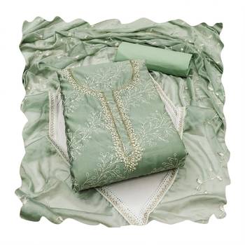 Handcrafted glamorous green colour art silk salwar kameez for graceful classy embroidered looks in wedding style 1