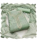 Handcrafted glamorous green colour art silk salwar kameez for graceful classy embroidered looks in wedding style