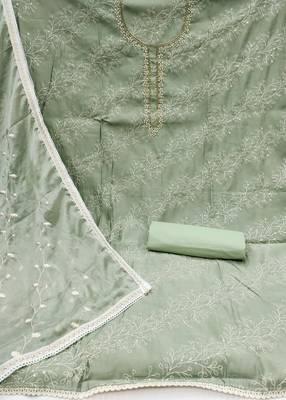 Handcrafted glamorous green colour art silk salwar kameez for graceful classy embroidered looks in wedding style 3