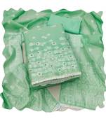 Handcrafted glamorous green colour art silk salwar kameez for graceful graceful party looks in wedding style