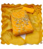 Handcrafted glamorous orange colour art silk salwar kameez for graceful graceful party looks in wedding style