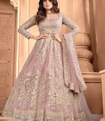 Shamita Shetty Pink net coting embroidery wedding anarkali suit