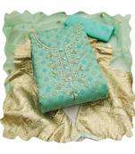 Handcrafted glamorous green colour art silk salwar kameez for graceful fancy looks in girlish style
