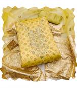 Handcrafted glamorous mustard colour art silk salwar kameez for graceful fancy looks in girlish style