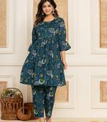 Multicolor Cotton Floral Printed Kurta Pant Set