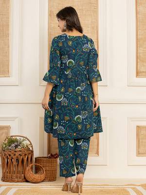 Multicolor Cotton Floral Printed Kurta Pant Set 3