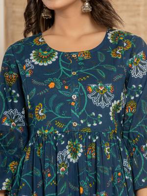 Multicolor Cotton Floral Printed Kurta Pant Set 4