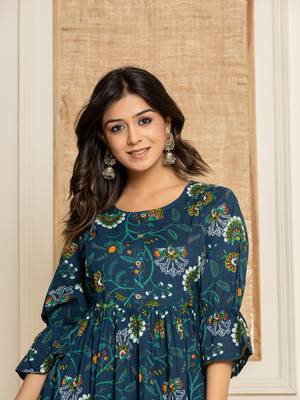 Multicolor Cotton Floral Printed Kurta Pant Set 5