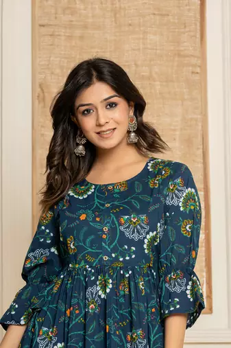 Multicolor Cotton Floral Printed Kurta Pant Set