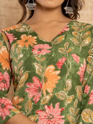  cotton green kurta dupatta set 5