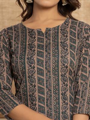  cotton teal green workwear kurta set with comfortable harem pants 4