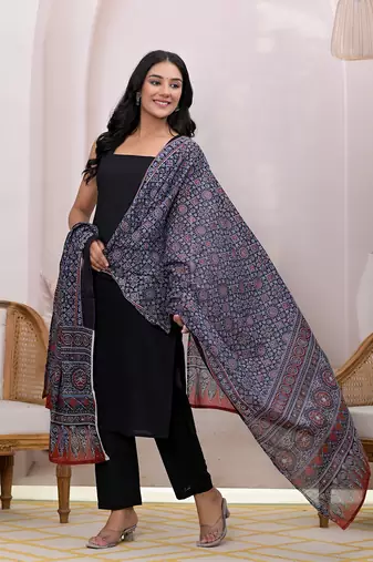  black pure cotton straight suit set