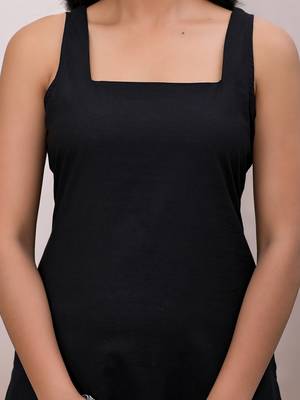  black pure cotton straight suit set 4