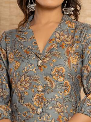cotton grey kurta and trousers set 4