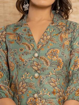 Yufta cotton sea green kurta and trousers set 4