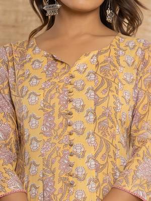 cotton mustard anarkali kurta dupatta set 4
