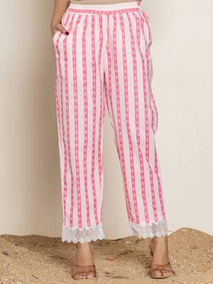  white and pink floral print cotton straight suit set 5