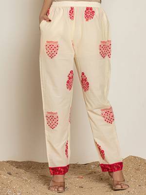  pink floral print,thread work cotton straight suit set 5