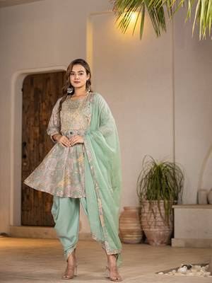  green peplum dhoti dupatta set 1