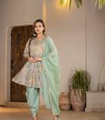  green peplum dhoti dupatta set