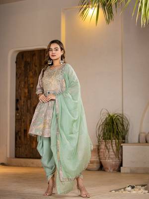  green peplum dhoti dupatta set 2